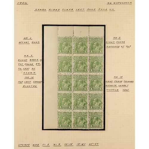 104 - AUSTRALIA 1924-25 PANE RECONSTRUCTION 1d sage-green Head no watermark, SG 83, fine mint (most stamps... 