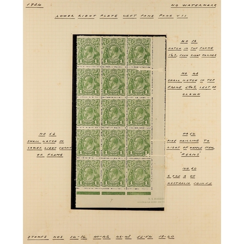 104 - AUSTRALIA 1924-25 PANE RECONSTRUCTION 1d sage-green Head no watermark, SG 83, fine mint (most stamps... 