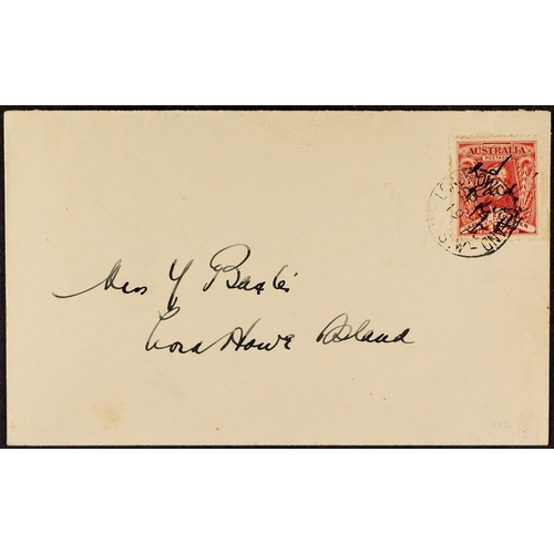 106 - AUSTRALIA LORD HOWE ISLAND PROVISIONAL 1930 (4th September) 1½d scarlet Sturt stamp on a local cover... 