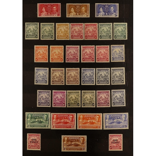 129 - BARBADOS 1937-52 COMPLETE FINE MINT A complete basic run (SG 245/288 and Postage Due SG D4/6); PLUS ... 