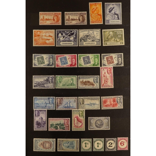 129 - BARBADOS 1937-52 COMPLETE FINE MINT A complete basic run (SG 245/288 and Postage Due SG D4/6); PLUS ... 