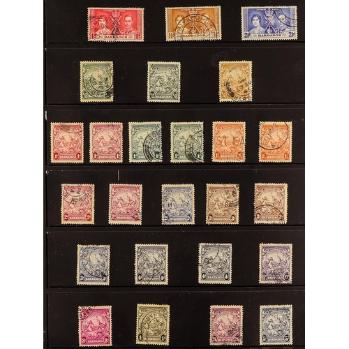 130 - BARBADOS 1937-65 COMPLETE USED SG 245/335. plus 1938-47 additional listed perfs. and 1947 1d on 2d a... 