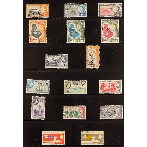 130 - BARBADOS 1937-65 COMPLETE USED SG 245/335. plus 1938-47 additional listed perfs. and 1947 1d on 2d a... 