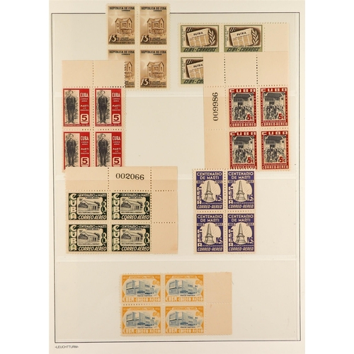 238 - CUBA 1890-1953 NEVER HINGED MINT BLOCKS OF FOUR With 1890-97 