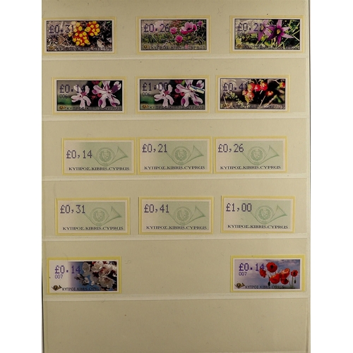 248 - CYPRUS 1999 - 2003 FRAMA LABELS a mint range with 1999 First issue Nicosia type B's yellow backing f... 