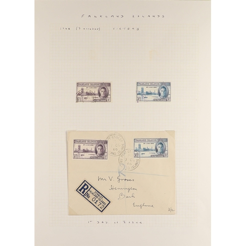 274 - FALKLAND IS. 1938-49 USED COLLECTION with 1938-50 most values to 5s and £1, 1946 Victory set (also o... 