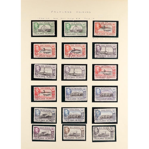 274 - FALKLAND IS. 1938-49 USED COLLECTION with 1938-50 most values to 5s and £1, 1946 Victory set (also o... 