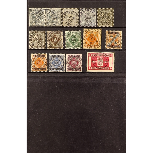 304 - GERMAN STATES WURTTEMBERG 1851-1919 POSTMARKS COLLECTION on imperf & perf issues, with town cds canc... 