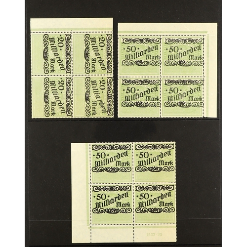 315 - GERMANY REVENUE STAMPS - HESSEN-DARMSTADT 1923 Inflation Period mint collection of corner blocks of ... 