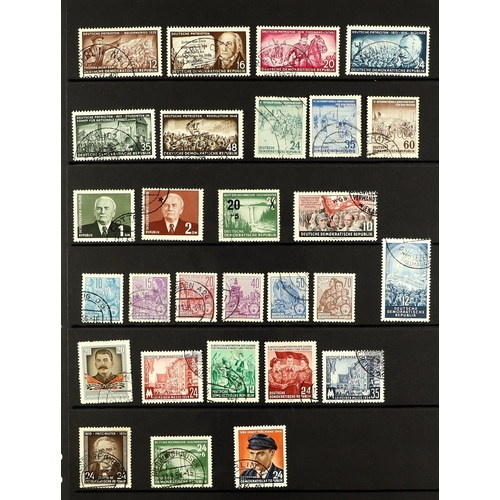 324 - GERMANY EAST 1949-57 USED COLLECTION incl. 1949 12pf Stamp day, 1950 Winter Sports set, 1950 30pf La... 