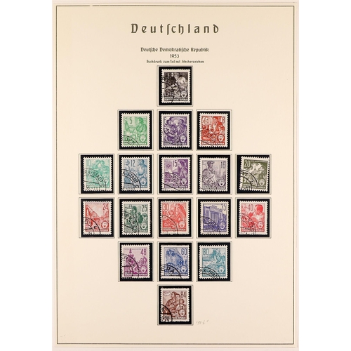 324 - GERMANY EAST 1949-57 USED COLLECTION incl. 1949 12pf Stamp day, 1950 Winter Sports set, 1950 30pf La... 