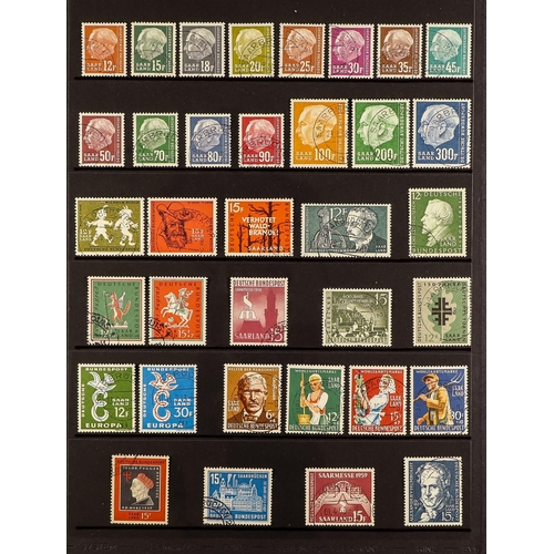 343 - GERMANY - SAAR 1957-59 FINE USED COLLECTION a complete run of commemorative and definitive issues in... 