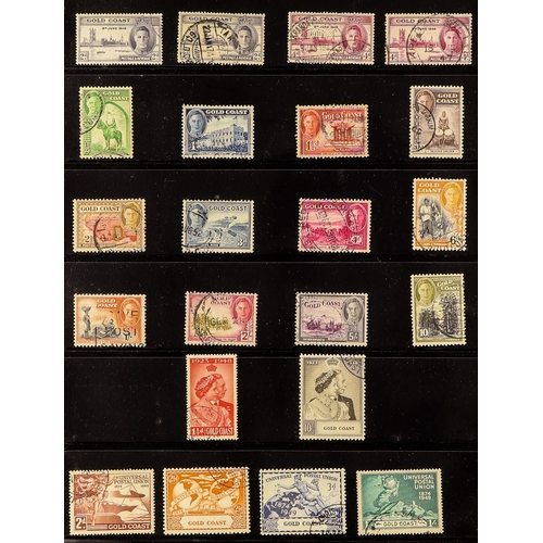 350 - GOLD COAST 1937-54 COMPLETE USED SG 117/165, plus 1938-43 definitive additional listed perfs. to 9d ... 