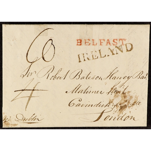 392 - IRELAND 1790 (1 May) EL from Belfast to London with superb red 