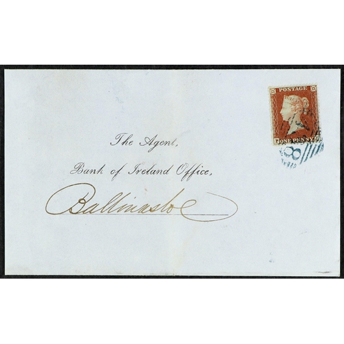 396 - IRELAND 1854 (8 Aug) ELS from Tullamore to Ballimore bearing a perfectly- centered 1d rose-red die I... 