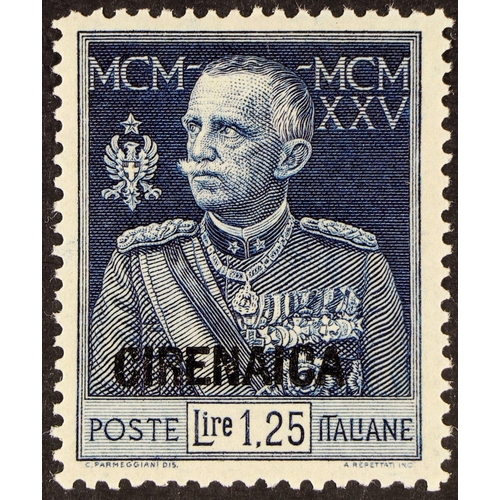 411 - ITALIAN COLONIES CYRENAICA 1925 1L 25 Jubilee of King Umberto III, variety Perf 13½, Sass 26, superb... 