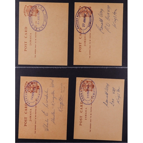 432 - JAMAICA 1956-72 TEMPORARY RUBBER DATESTAMPS collection of 1c & 1½d postal stationery postcards cance... 