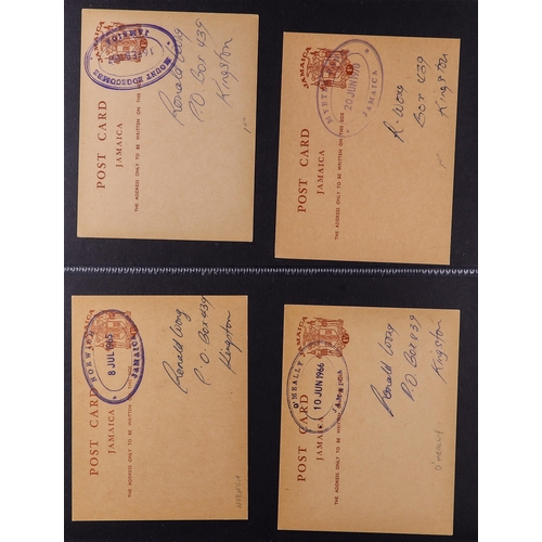 432 - JAMAICA 1956-72 TEMPORARY RUBBER DATESTAMPS collection of 1c & 1½d postal stationery postcards cance... 