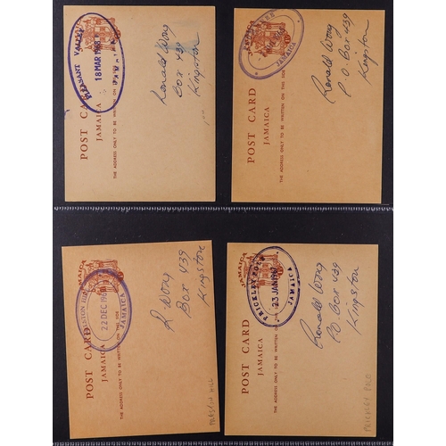 432 - JAMAICA 1956-72 TEMPORARY RUBBER DATESTAMPS collection of 1c & 1½d postal stationery postcards cance... 