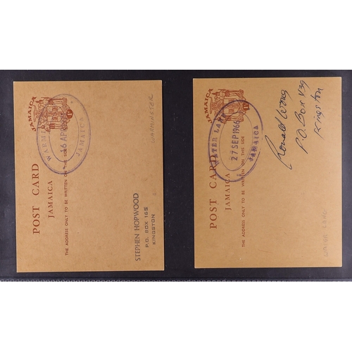 432 - JAMAICA 1956-72 TEMPORARY RUBBER DATESTAMPS collection of 1c & 1½d postal stationery postcards cance... 