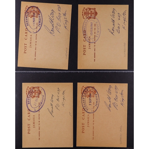 432 - JAMAICA 1956-72 TEMPORARY RUBBER DATESTAMPS collection of 1c & 1½d postal stationery postcards cance... 