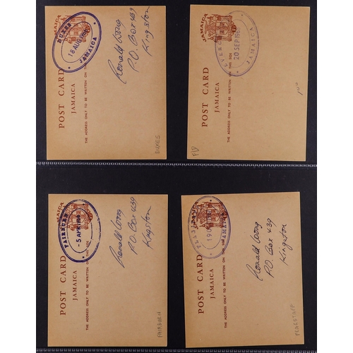 432 - JAMAICA 1956-72 TEMPORARY RUBBER DATESTAMPS collection of 1c & 1½d postal stationery postcards cance... 