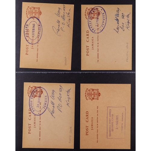 432 - JAMAICA 1956-72 TEMPORARY RUBBER DATESTAMPS collection of 1c & 1½d postal stationery postcards cance... 