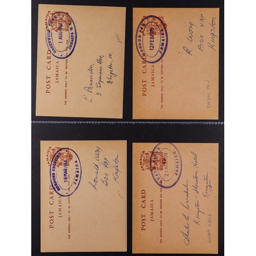 432 - JAMAICA 1956-72 TEMPORARY RUBBER DATESTAMPS collection of 1c & 1½d postal stationery postcards cance... 