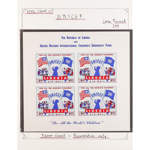 444 - LIBERIA 1954 UNICEF COLLECTION A never hinged mint collection of the $5 Air Mail issues, incl. small... 