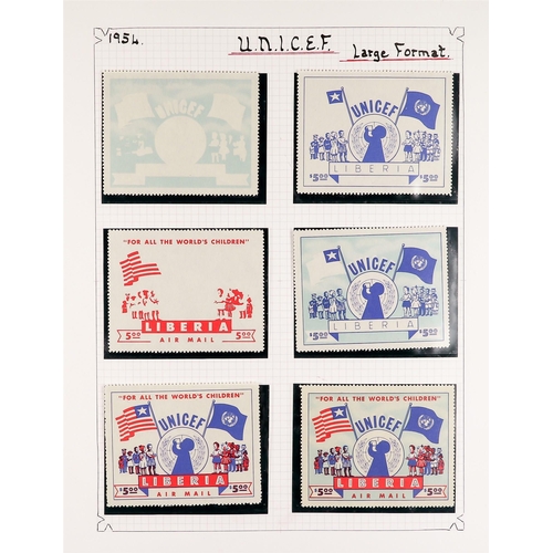 444 - LIBERIA 1954 UNICEF COLLECTION A never hinged mint collection of the $5 Air Mail issues, incl. small... 