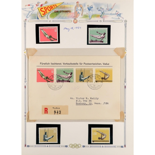 445 - LIECHTENSTEIN 1954-98 SPORTS STAMPS & COVERS COLLECTION chiefly never hinged mint sets, First Day Co... 