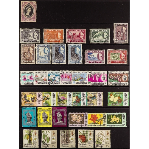 468 - MALAYA STATES TRENGGANU 1910-96 a used collection incl. 1910-19 range to 20c, 1921-41 range to $1, 1... 