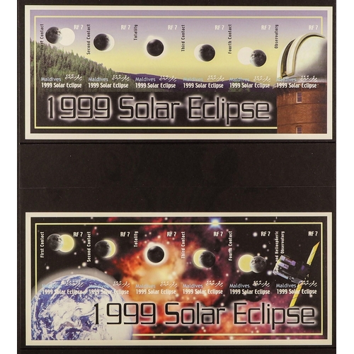 471 - MALDIVE IS. 1999 SOLAR ECLIPSE - IMPERF PROOFS Se-tenant complete sheetlets (as SG 3191/3196 & 3197/... 