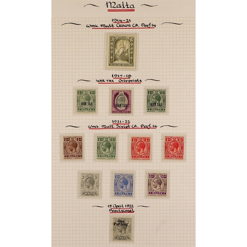 475 - MALTA 1914-35 MINT COLLECTION incl. 1904-14 set to 1s (x7 incl. all listed shades) & 2s6d, 1921-22 s... 