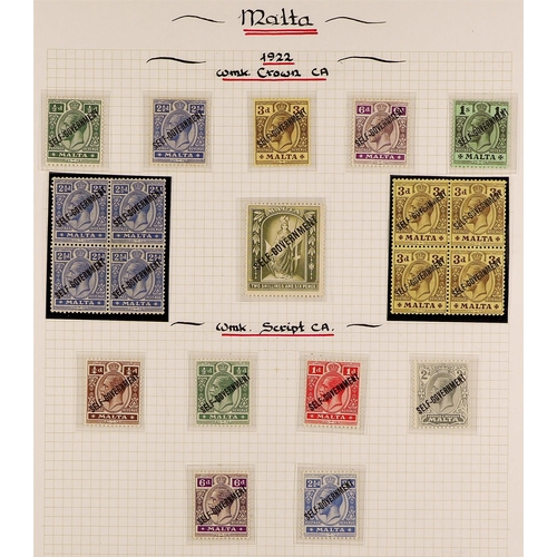 475 - MALTA 1914-35 MINT COLLECTION incl. 1904-14 set to 1s (x7 incl. all listed shades) & 2s6d, 1921-22 s... 