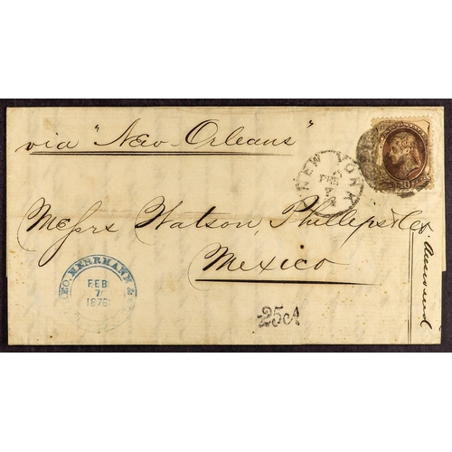 484 - MEXICO INWARD MAIL 1843-76 FROM LONDON, PARIS & USA an interesting group of mainly entire letters, w... 