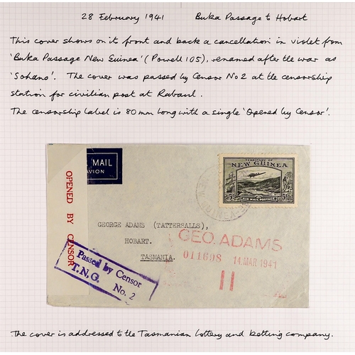 582 - NEW GUINEA 1939-41 CENSORED COVERS COLLECTION a range of covers to Australia, GB or USA, showing num... 