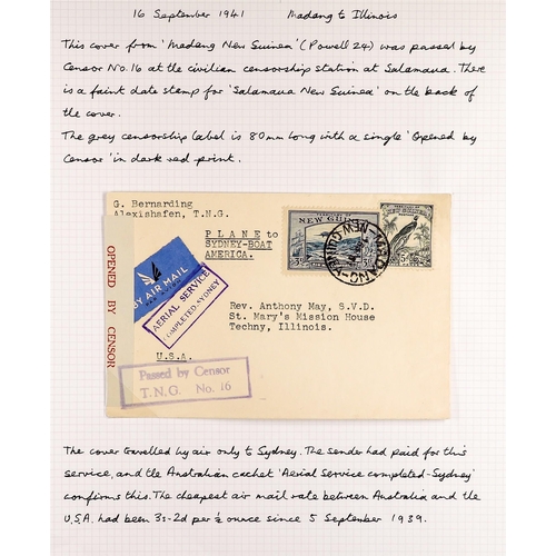 582 - NEW GUINEA 1939-41 CENSORED COVERS COLLECTION a range of covers to Australia, GB or USA, showing num... 