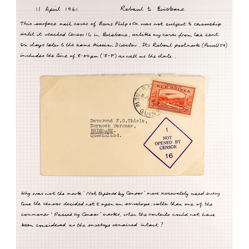 582 - NEW GUINEA 1939-41 CENSORED COVERS COLLECTION a range of covers to Australia, GB or USA, showing num... 