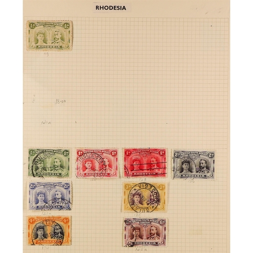 613 - RHODESIA 1892-1922 USED COLLECTION with 1892-93 6d and 1s, 1892-94 values to 4d, 1896-97 Arms dot se... 