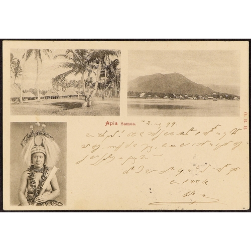 643 - SAMOA 1899 (8th November) picture postcard of Apia, bearing Palm Tree 1d and Prov. Govt. overprinted... 