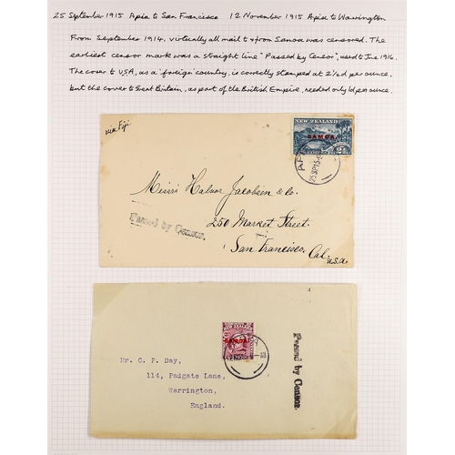 658 - SAMOA WW1 CENSORED COVERS 1915-19 COLLECTION an attractive range of philatelic and commercial franki... 