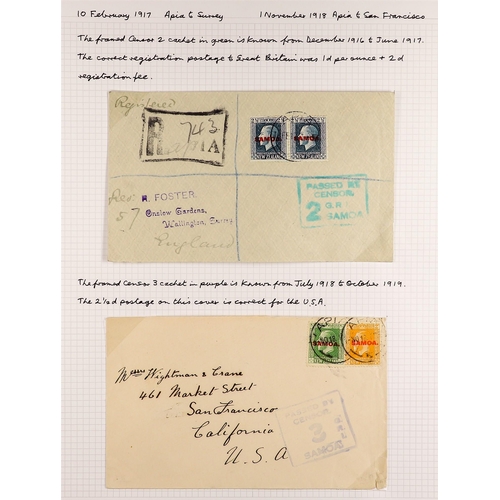 658 - SAMOA WW1 CENSORED COVERS 1915-19 COLLECTION an attractive range of philatelic and commercial franki... 