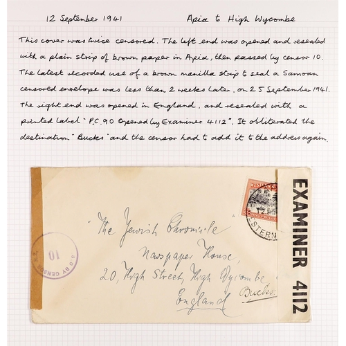 659 - SAMOA WW2 CENSOR MARKS 1940-44 a range of covers mostly with reseal tape, written up on pages, incl.... 