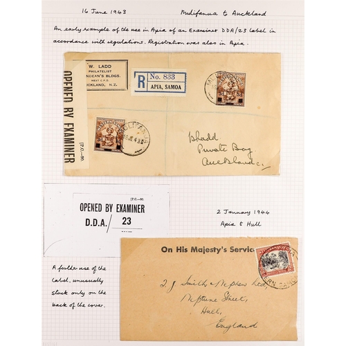 659 - SAMOA WW2 CENSOR MARKS 1940-44 a range of covers mostly with reseal tape, written up on pages, incl.... 