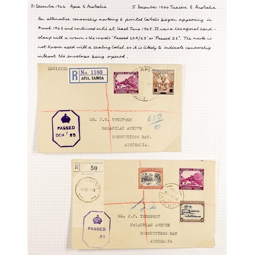 659 - SAMOA WW2 CENSOR MARKS 1940-44 a range of covers mostly with reseal tape, written up on pages, incl.... 