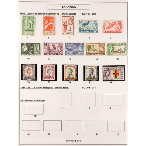 660 - SARAWAK 1869-1963 a mint and used collection incl. 1869 3c unused; 1875 set used; 1895 set unused; 1... 