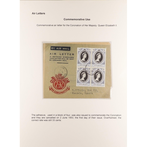 666 - SEYCHELLES AIR LETTERS 1953-94 a mainly used collection, with a range of types, rates and destinatio... 