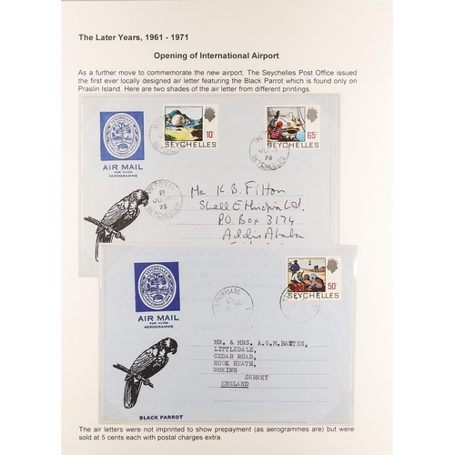 666 - SEYCHELLES AIR LETTERS 1953-94 a mainly used collection, with a range of types, rates and destinatio... 