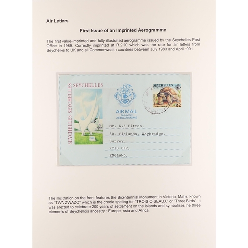 666 - SEYCHELLES AIR LETTERS 1953-94 a mainly used collection, with a range of types, rates and destinatio... 